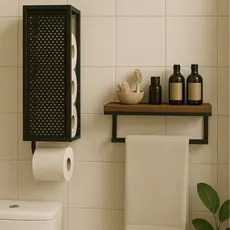 Kit Acessórios para Banheiro Porta Papel Higiênico e Porta Toalhas de Rosto Industrial
