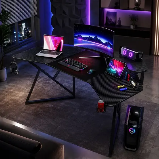 Mesa Gamer Ampla Para PC Notebook Console Celular Suporte Headset Porta Copos DELTA-M1800 1X