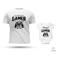 Kit Tal Pai Tal Filho Body e Camiseta O melhor Gamer meu pai é melhor gamer