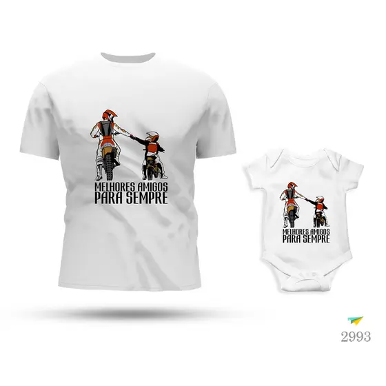 Kit Tal Pai Tal Filho Body e Camiseta Melhores Amigos Para Sempre