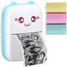 AZUL CLARO E BRANCO - Mini Impressora Termica Portatil Gatinho