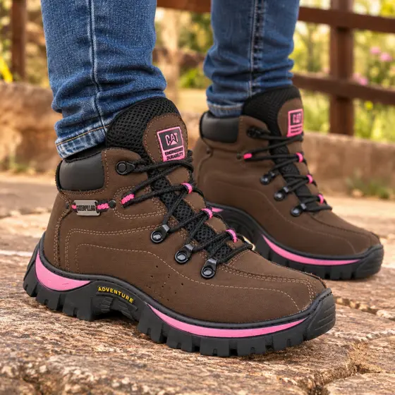 Coturno Feminino Bota Adventure Caterpillar Lona Sola Borracha