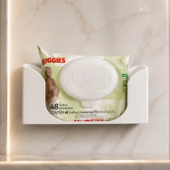 Suporte para Lenço Umedecido de Parede Organizador 48 e 96 Folhas Lavabo Trocador de Bebê Clínica Design Minimalista