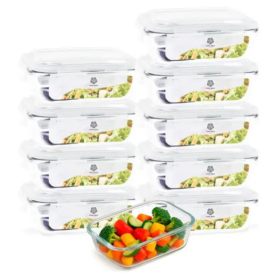 Kit 10 Potes Herméticos Porta Mantimentos 1040 ml  Pote de Vidro Com Tampa Pote de Mantimentos Para Cozinha