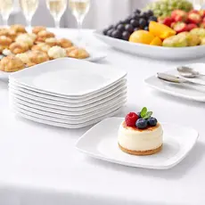 50 Prato Acrílico Quadrado Resistente Sobremesa 15cm Branco