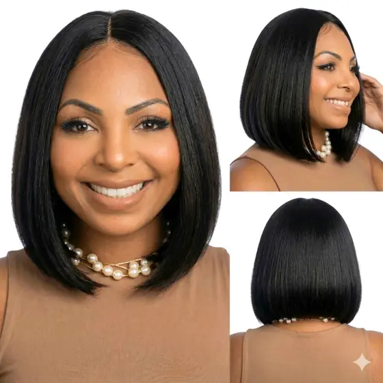 Cabelo Orgânico Liso Lace Curta Wig Fibra Orgânica Peruca Leice
