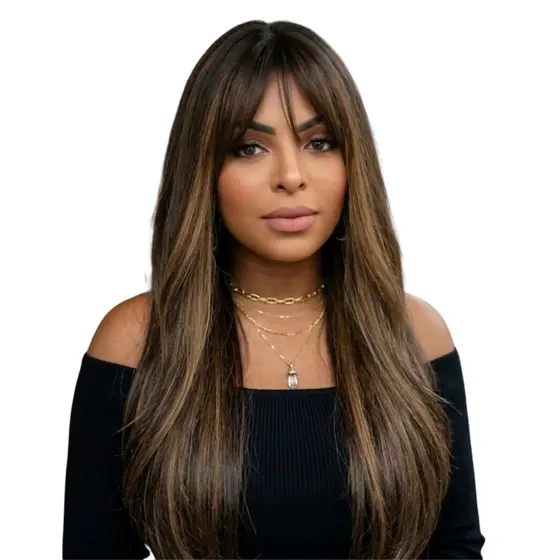 Cosplay Wig Lisa Peruca Lace Lisa Longa Lance de Franja em 70cm Perucas