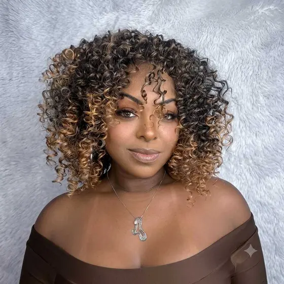 Peruca lace Wig fibra orgânica cacheada