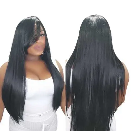 Peruca Wig Lisa Longa Com Franja 70 Cm vermelha
