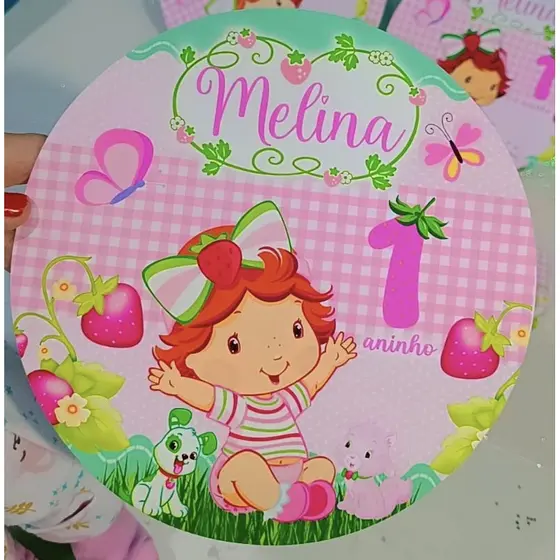 Kit 15/ 20/ 50 unidades de Sousplat Moranguinho baby / Festa Personalizado Papel Fotográfico 230g Resistente – Luxo