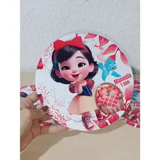 Kit 15/ 20/ 30/ 50 unidades de Sousplat Branca de Neve Festa Personalizado Papel Fotográfico 230g Resistente