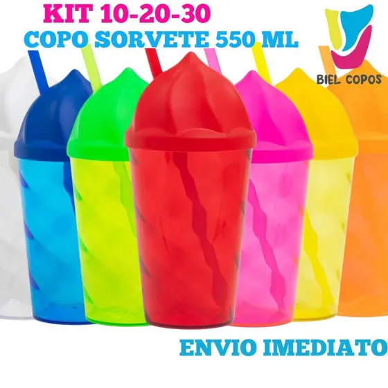 Kit 10-20-30 Copo Sorvete Twister 550 mL- Festa infantil- Decoração- Copo Infantil