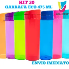 Kit 30 Garrafa Eco World 475 mL várias cores - Garrafa de água- Garrafa pra academia