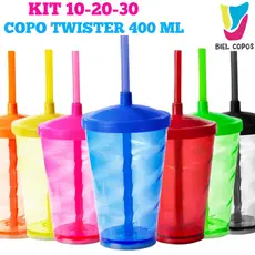 Kit 10-20-30 Copo Twister 400 mL - Festa Infantil - Decoração- Artigos de Festa