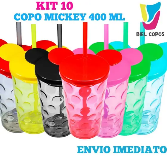 Kit 10 Copo Mickey Bolha 400 ml - Copos pra festa - Decoração infantil