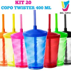 Kit 20 Copo Twister 400 mL - Festa Infantil - Decoração- Artigos de Festa- Lembrancinhas