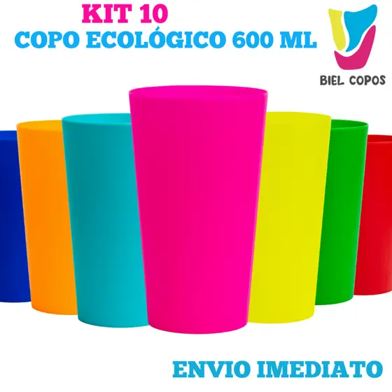 Kit 10 Copo Ecológico 600 mL- Copo Carnaval