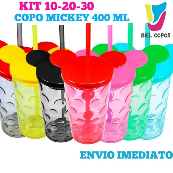 Kit 10-20-30 Copo Mickey Bolha 400 ml - Copos pra festa - Decoração infantil