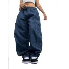 Calça Cargo Feminina jeans ou Sarja Fechamento No Cordão 6 Bolsos