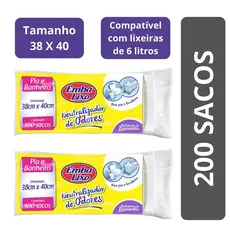 200 Sacos de Lixo Embalixo para Pia e Banheiro Perfume Neutralizador de Odores Lavanda 38x40cm