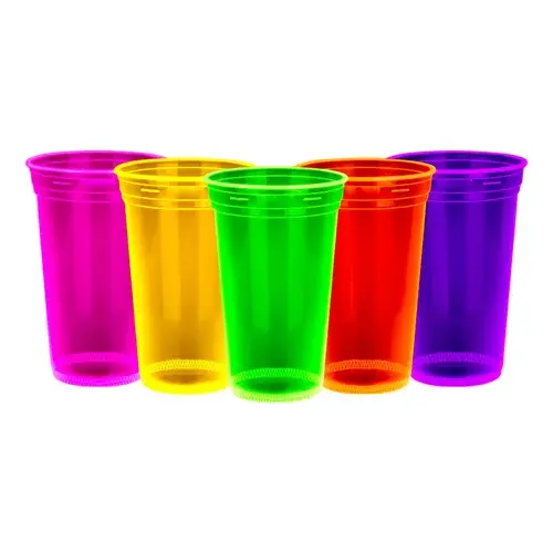 100 Copos Neon Descartável Festa Neon Balada Gold 300 Ml