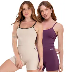 Kit 2 Macaquinhos Fitness Poliamida Premium Zero Transparência Alcinha Slim Fit Academia