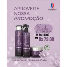 Kit Banho de Seda Alphahall shampoo 500ml Máscara 300ml BB Cream 300ml