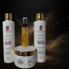 Kit Sos Sh, Cond. Mascara Mais Reparador Serum Ouro 4 Produtos