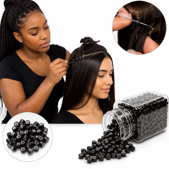 Microlink 1000 Unid Revestido Com Silicone Megahair Alongamento Extensão P/cabelos