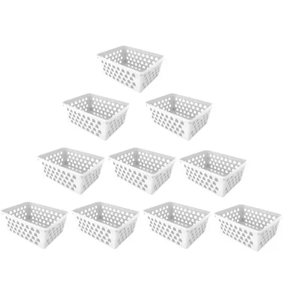 Kit 10 Cestos Organizadores Multiuso Branco 16x12x6Cm