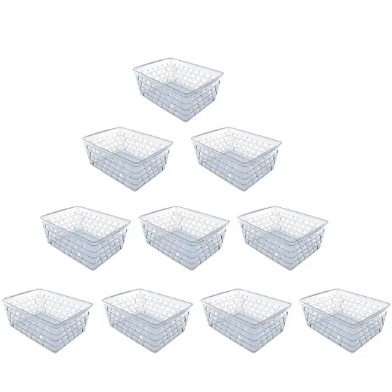Kit 10 Cestos Organizadores Multiuso Transparente 16x12x6Cm