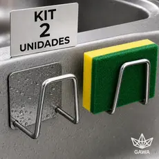 KIT Suporte Porta Esponja Inox Adesivo Gancho Porta Bucha de Aço Organizador de Pia Cozinha