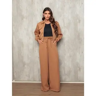 Conjunto de Frio Feminino Calça e Blusa Calça com elastico Blusa com Bolso falso e ziper