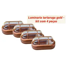 KIT 04 LUMINARIA ARANDELA TARTARUGA GOLD -1 LAMPADA SOQUETE E27 PAREDE, TETO, AREA EXTERNA GAZPLAST
