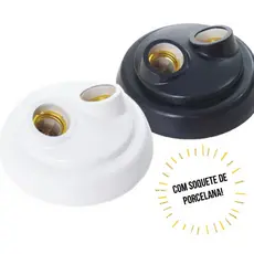 LUMINARIA PLAFON DUPLO  SOBREPOR - 2 LAMPADAS - AREA INTERNA - TETO - SOQUETE PORCELANA E27 GAZPLAST