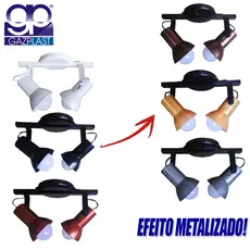 LUMINARIA SPOT TRILHO 2 LAMPADAS DIRECIONAVEIS  SOBREPOR TETO PAREDE AREA INTERNA -BIVOLT- GAZPLAST