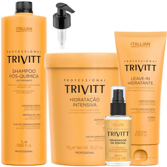 KIT SHAMPOO HIDRATAÇÃO INTENSIVA LEAVE-IN REPARADOR DE PONTAS