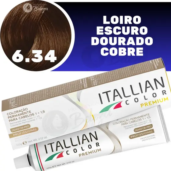 Coloração Itallian Color Louro Escuro Dourado Cobre 6.34 60g