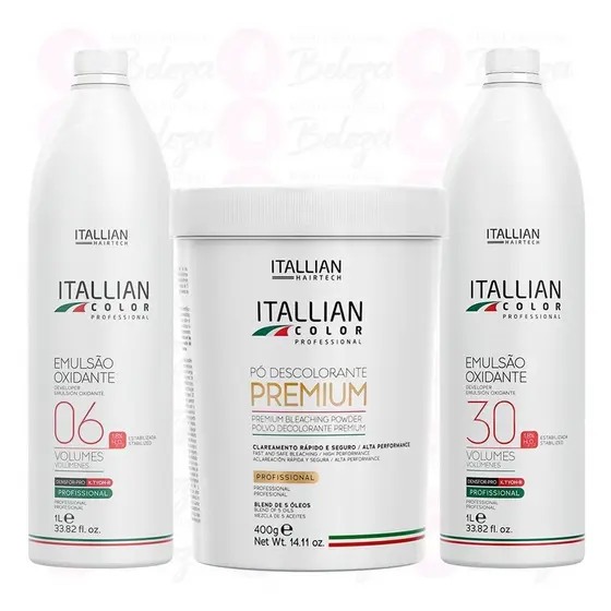 Pó Descolorante Premium Itallian + Ox 30v + Ox 6v