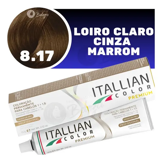 Coloração Itallian Color Louro Claro Cinza Marrom 8.17 60g