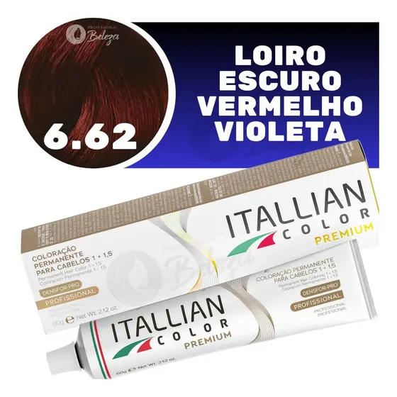 Coloração Itallian Color 6.62 Louro Escuro Vermelho Violeta
