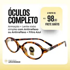 Óculos de Grau Feminino Oval em Acetato Várias Cores + Lentes Antirreflexo para Miopia, Hipermetropia e Astigmatismo.