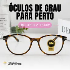 Óculos Grau +0.50 Ate +5.00 Redondo Brilho Tartaruga Leitura Descanso
