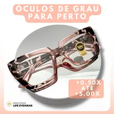 Óculos Quadrado Marília Grau +0,50 a +5,00 Feminino Leitura Hipermetropia Várias Cores