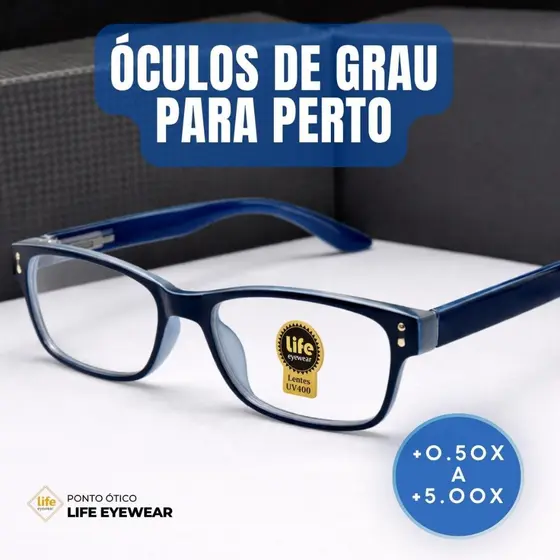 Óculos Grau +0.50 Ate +5.00 Emborrachado com Rebites Metálicos Leitura Descanso Azul Transparente