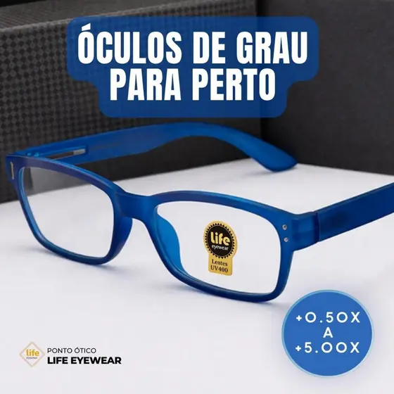 Óculos Grau +0.50 Ate +5.00 Emborrachado com Rebites Metálicos Leitura Descanso Azul Marinho