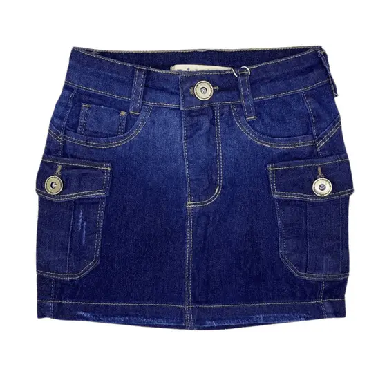 Saia Jeans Lycra Feminino Menina Infantil Juvenil Bermuda