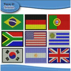 Kit c/ 3 Mini Bandeira Brasil Patch Bordado 3x4,5cm Países Ou Estados - Pronta Entrega