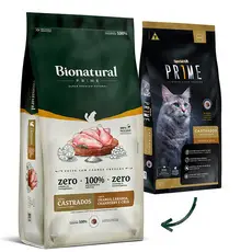 Ração Super Premium Bionatural Prime Gatos Castrados sabor Frango 1,5 KG - ENVIO IMEDIATO