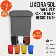 Lixeira 50 Litros com Pedal – Tampa com Vedação para Cozinha, Banheiro e Área de Serviço